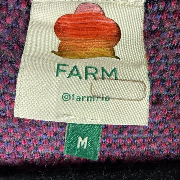 Farm Rio Ikat Dyed Hearts Cardigan Sweater Medium M Multicolor Balloon Sleeve - Picture 8 of 10